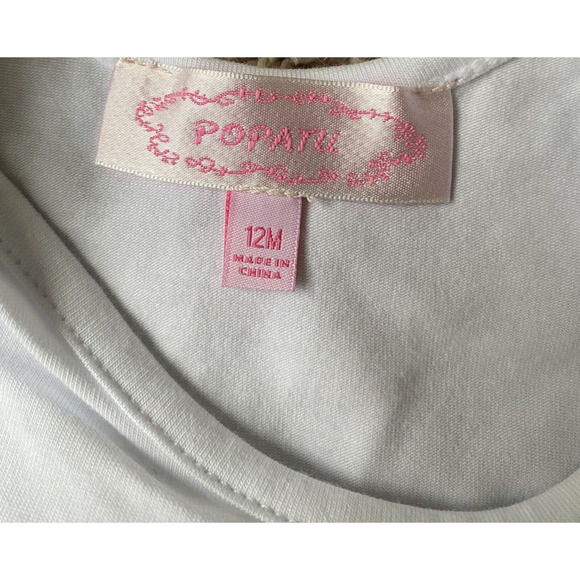 Popatu Baby Girl's Size 12M Christmas Tree Red Bow Holiday Bodysuit White/Red - Picture 3 of 8